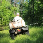 A boom sprayer such as this will cover a larger area and still allow good access through your areas. 